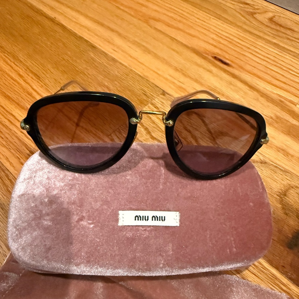 Miu Miu Black Rim Aviator Sunglasses